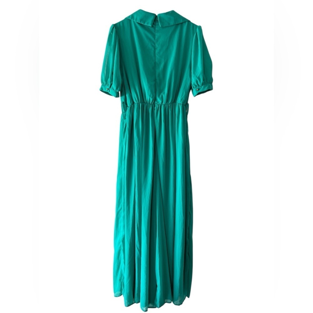 Faeriesty Green deep v neck wide leg jumpsuit - Picture 4 of 6